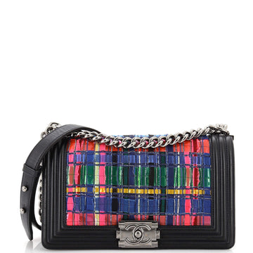 Chanel Boy Flap Bag Woven PVC with Lambskin Old Medium