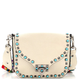 Valentino Garavani Rolling Rockstud Crossbody Bag Leather with Cabochons Small