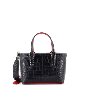 Christian Louboutin Cabata East West Tote Crocodile Embossed Leather Mini
