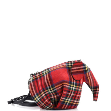 Loewe Elephant Crossbody Bag Tartan Wool and Leather Mini