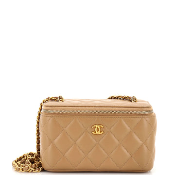 Chanel Pearl Crush Vanity Case with Chain Quilted Lambskin Small