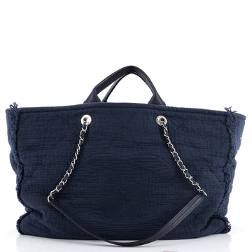 Chanel Double Face Deauville Tote Fringe Quilted Canvas Large