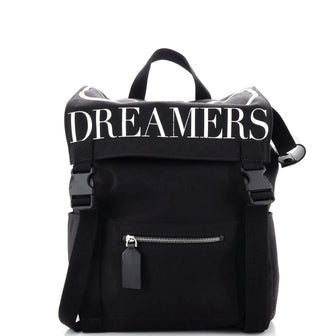 Valentino Garavani VLogo Double Buckle Flap Backpack Printed Canvas