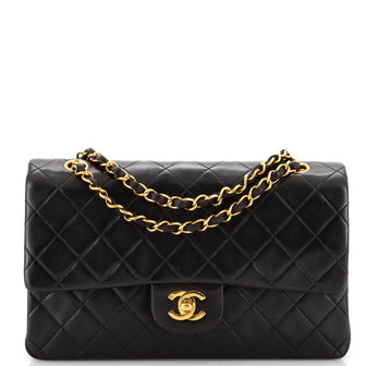 Chanel Vintage Classic Double Flap Bag Quilted Lambskin Medium
