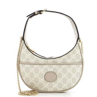 Gucci Interlocking G Patch Half Moon Hobo GG Coated Canvas Mini