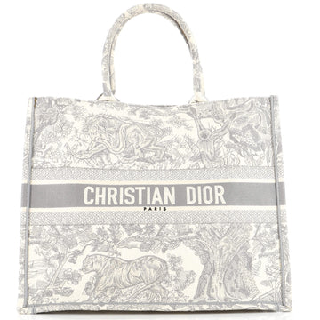 Christian Dior Book Tote Embroidered Canvas Large