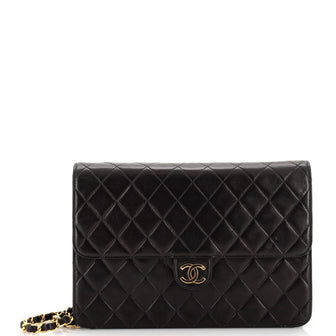 Chanel Vintage Clutch with Chain Quilted Leather Medium