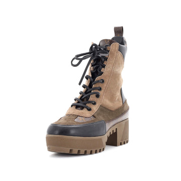 Louis Vuitton Women's Laureate Platform Desert Boots Suede with Monogram Canvas