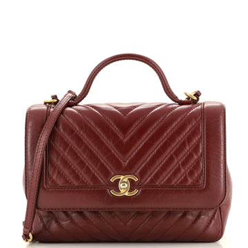 Chanel Top Handle Flap Bag Chevron Calfskin Medium