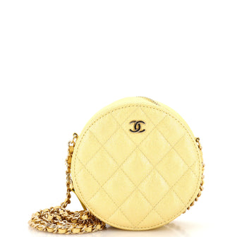 Chanel Round Clutch with Chain Quilted Iridescent Caviar Mini