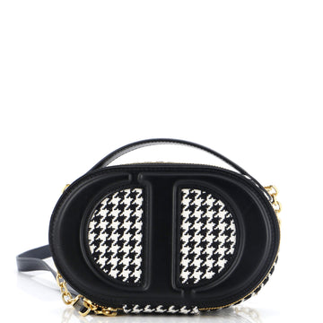 Christian Dior CD Signature Oval Camera Bag Houndstooth Canvas and Leather