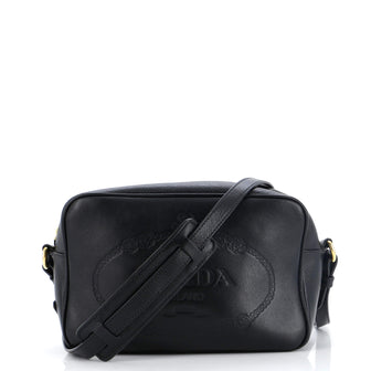 Prada Logo Camera Bag Embossed Leather Small