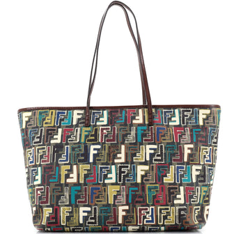 Fendi Roll Tote Zucca Spalmati Canvas Medium