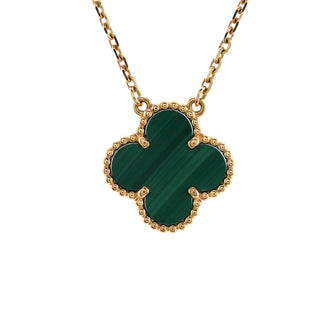 Van Cleef & Arpels Vintage Alhambra Pendant Necklace 18K Yellow Gold and Malachite