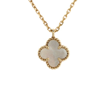 Van Cleef & Arpels Sweet Alhambra Pendant Necklace 18K Yellow Gold and Mother of Pearl