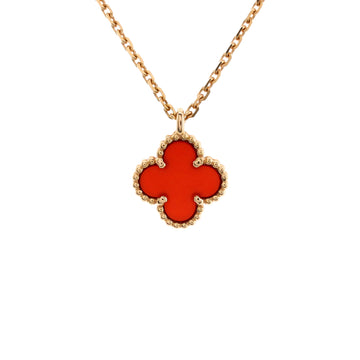 Van Cleef & Arpels Sweet Alhambra Pendant Necklace 18K Rose Gold and Carnelian