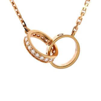 Cartier Love Interlocking Necklace 18K Rose Gold with Diamonds