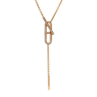 Hermes Ever Chaine d'Ancre Lariat Necklace 18K Rose Gold with Diamonds Small