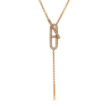 Hermes Ever Chaine d'Ancre Lariat Necklace 18K Rose Gold with Diamonds Small