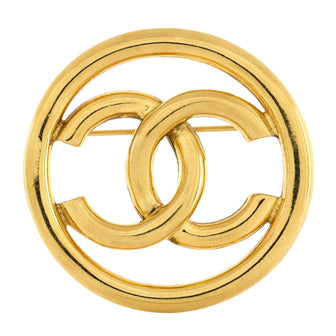 Chanel Vintage CC Cutout Round Brooch Metal XL