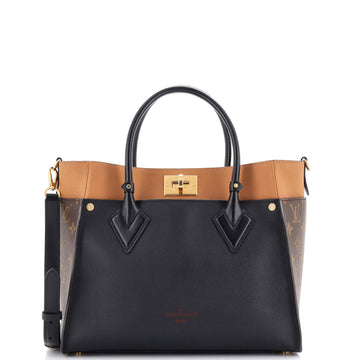 Louis Vuitton On My Side Tote Leather with Monogram Canvas MM