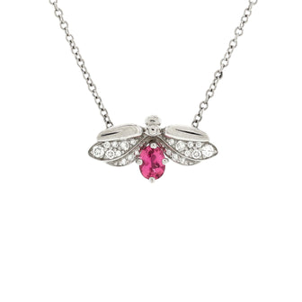 Tiffany & Co. Paper Flowers Firefly Pendant Necklace Platinum with Diamonds and Pink Tourmaline Small