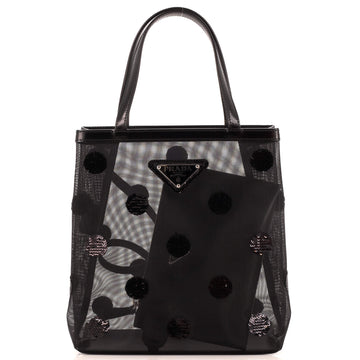 Prada Logo Open Tote Mesh Small