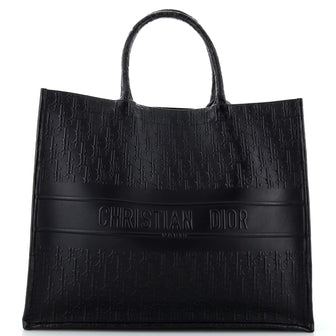 Christian Dior Book Tote Oblique Embossed Calfskin Large