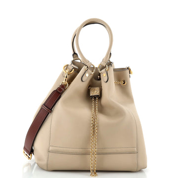 Fendi Karligraphy Chain Bucket Bag Leather Medium