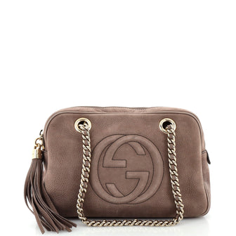 Gucci Soho Chain Zip Shoulder Bag Nubuck Small
