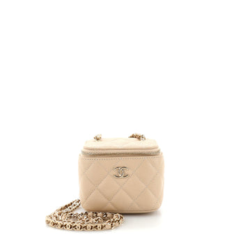 Chanel Classic Vanity Case with Chain Quilted Caviar Mini