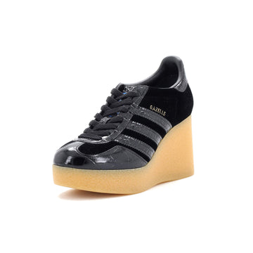 Gucci x Adidas Women's Gazelle Wedge Sneakers Velvet and Crocodile Embossed Leather with Rubber