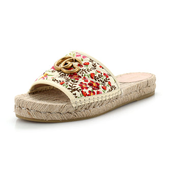 Gucci Women's GG Marmont Espadrilles Slide Sandals Quilted Printed Canvas