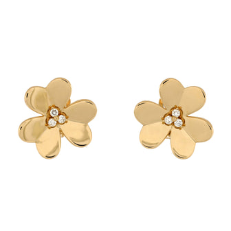 Van Cleef & Arpels Frivole Stud Earrings 18K Yellow Gold with Diamonds Large