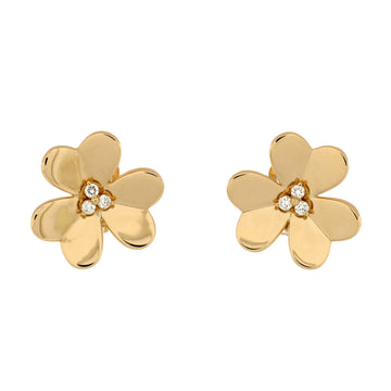Van Cleef & Arpels Frivole Stud Earrings 18K Yellow Gold with Diamonds Large