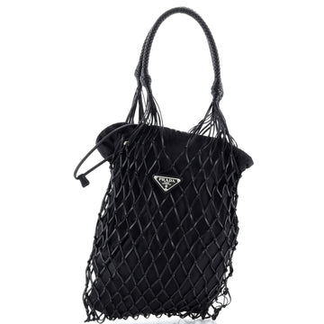Prada Fishnet Tote Woven Leather and Tessuto