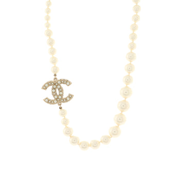 Chanel CC 100th Anniversary Short Necklace Metal with Faux Pearls and Crystals