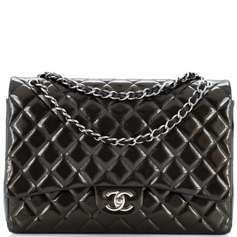 Chanel Classic Double Flap Bag Quilted Patent Maxi