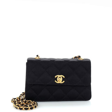 Chanel Vintage CC Chain Flap Bag Quilted Satin Mini