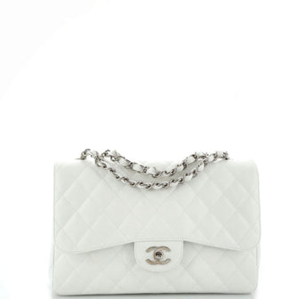 Chanel Vintage Classic Single Flap Bag Quilted Caviar Jumbo