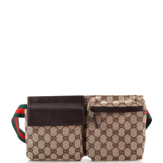 Gucci Vintage Double Belt Bag GG Canvas
