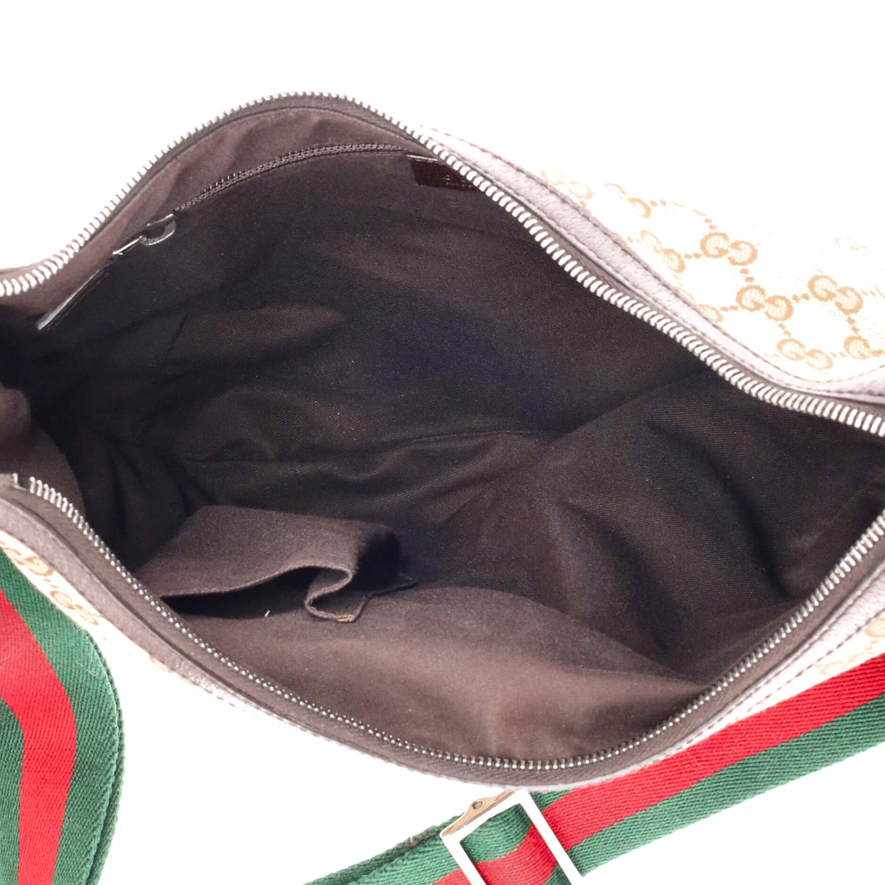 Gucci Saddle Zip Messenger Bag GG Canvas Medium Brown 2737805