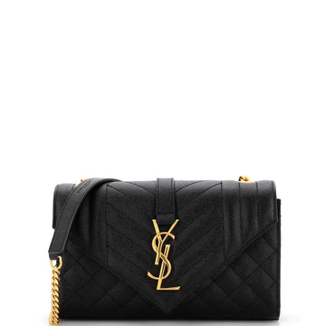Saint Laurent Classic Monogram Envelope Satchel Mixed Matelasse Leather Small