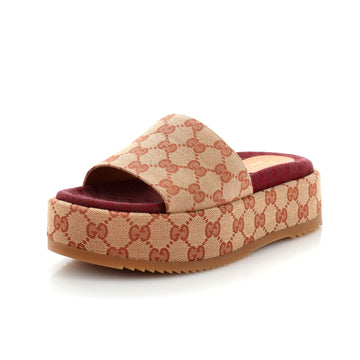 Gucci Women's Angelina Platform Slide Sandals GG Canvas