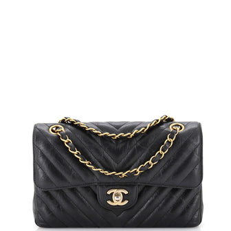 Chanel Classic Double Flap Bag Chevron Iridescent Crumpled Calfskin Medium
