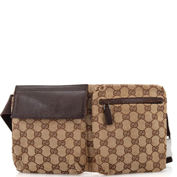 Gucci Vintage Double Belt Bag GG Canvas