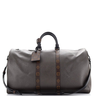 Louis Vuitton Keepall Bandouliere Bag Taiga Leather with Monogram Canvas Trim 50
