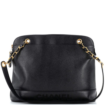 Chanel Vintage Logo Chain Tote Caviar Large