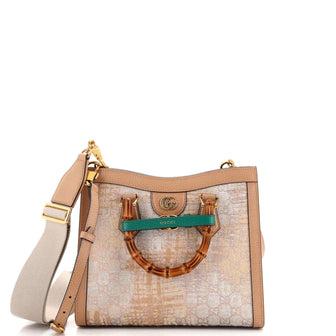 Gucci Diana NM Bamboo Handle Tote Nishijin Silk Textile and Leather Small