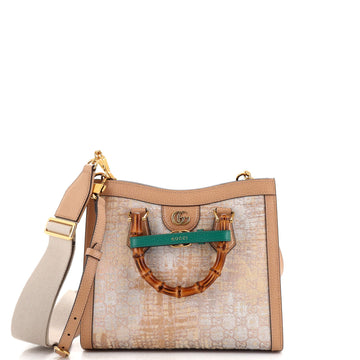 Gucci Diana NM Bamboo Handle Tote Nishijin Silk Textile and Leather Small
